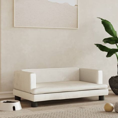 Lit pour chien Canapé chien design scandinave crème 80x45x30 cm velours 84741 (1/5)