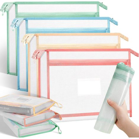 (34 x 24 x 5 CM)4 Pièces Ensemble de Pochette Zip A4 en EVA Double Couche, Étanche Pochette Zippée A4, Dossier de Documents Grande Capacité (1/5)