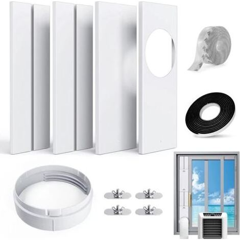 Universal Window Kit for Portable Air Conditioner Exhaust Pipe with Coupler AC Ventilation Kit Adjustable PVC Seal for Sliding Window (for 15cm Pipe) (1/4)