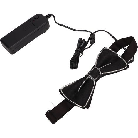 Nœud papillon LED vert en polyester, plastique et fil de cuivre, réglable, lumineux, pour fête, danse, festival et club (1/5)
