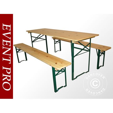 Biertisch-Set PRO 180x60x78cm, Leichtes Holz - Dancover