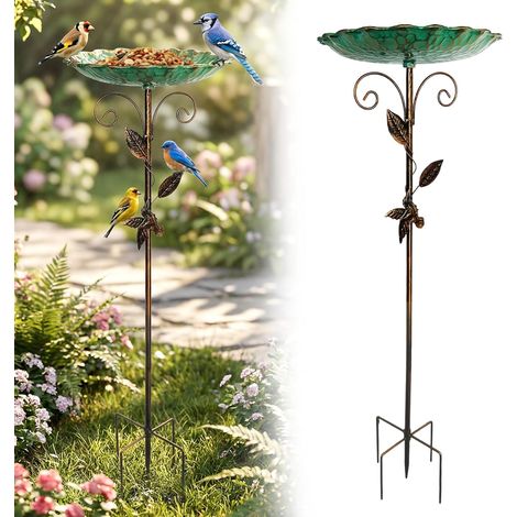 Mangeoire à oiseaux vintage en fer forgé, idéale pour les jardins, les terrasses et les oiseaux sauvages. (1/5)