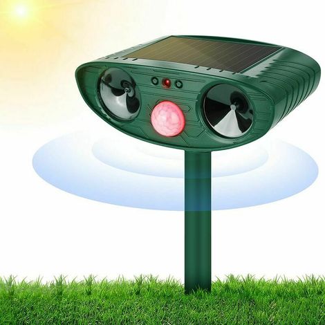 Répulsif à ultrasons pour chats, répulsif solaire pour chats, répulsif pour chats d'extérieur étanche avec détecteur de mouvement,37.515cm,vert (1/5)