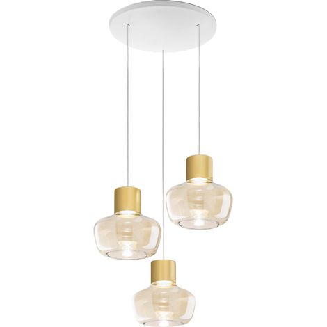 Suspension Led Kino 36 W 3900 Lm 3000 K À Intensité Variable, Structure En Métal Et Verre Borosilicate, Cognac - Kino (1/3)