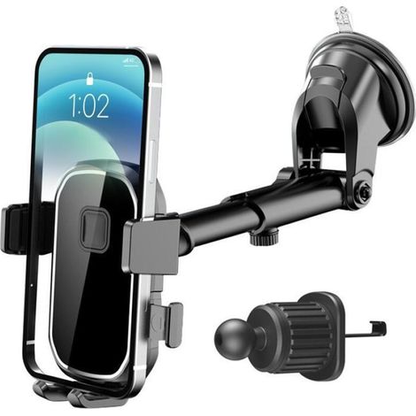 Support pour téléphone - Rotation à 360° - Ventouse et aération - 2 en 1 - Universel (1/4)