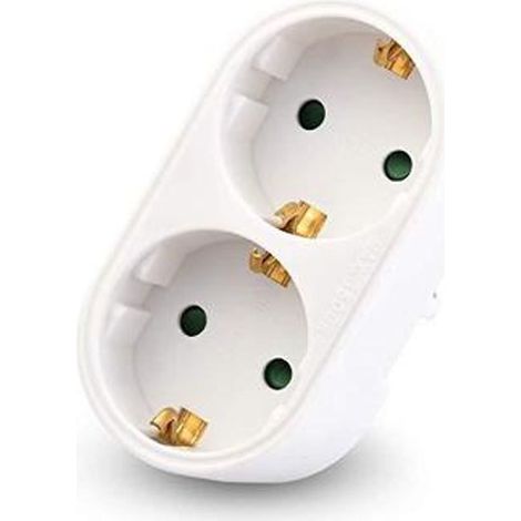 Prise Multiprise Ronde 2 Prises - Distributeur Prise Table Euro Sans Câble - 250 V 16 A - Polypropylène Blanc - 1 Pièce (1/4)