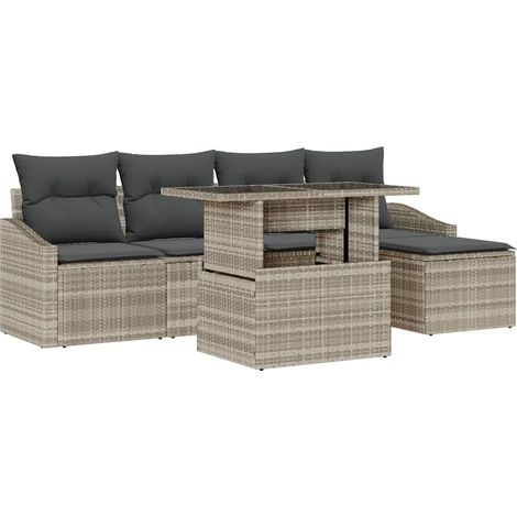 Maison Exclusive - Set Divano da Giardino 6 pz Grigio chiaro e grigio scuro (1/5)
