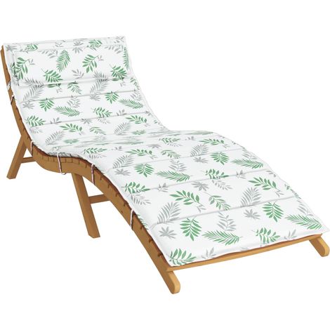Sun Lounger Cushion White and green 180 x 60 x 4 cm vidaXL
