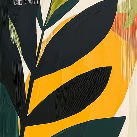 Tableau sur toile feuilles contrastées abstraites 30x30 cm - Impression sur Toile Murale Décorative - Image imprimée en HD sur Toile - Toile sur Châssis en Bois FSC - Fabriqué en France
