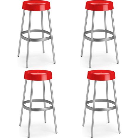 Set 4 Sgabelli bar gim rosso ALTO CM 80 S-cab ARREDO CASA Gambe in Alluminio Anodizzato, Seduta Ergonomica, Made in Italy (1/4)