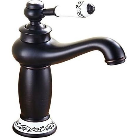 Mitigeur de lavabo Robinet d'évier Vintage Bronze huilé finition laiton salle de bains 24105.5cm (1/4)