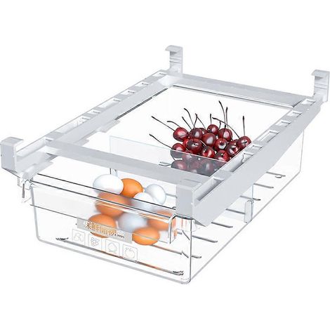 Platzsparende Schublade für Kühlschrank und Gefrierschrank, Aufbewahrungsbox, Regal, Einschubfach unter dem Fachboden