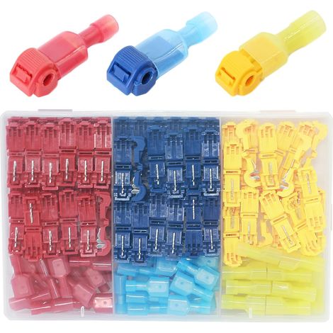 140Pcs Connecteur de fil T-Connecto rapide de cosse électrique,Convient pour un jeu de fils de 0.5-4.0mm²,connecteur de type T,adapté au câblage de downlight,de voiture et de moto. (1/5)