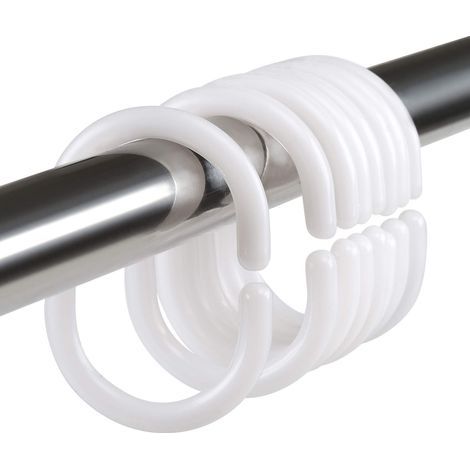 24 pcs Anneau Rideau Douche en Plastique, Accroche Rideau, Blanc, 4.5x2.8cm (1/5)