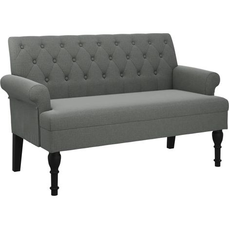 Panca per divano con braccioli posteriori imbottiti 120 x 62 x 75,5 cm in tessuto grigio DEC024648