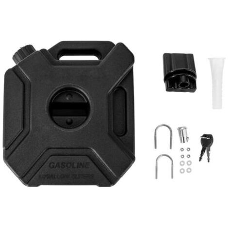 Black 5-liter fuel canister for cars and motorcycles, spare petrol tank, emergency fuel canister with lock and key--DTEKGAZ