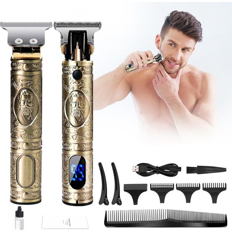Tondeuse Cheveux Hommes, Electriques Tondeuse Barbe Homme, Professionnelle Tondeuse à Cheveux Sans Fil, USB Rechargeable Tondeuse Cheveux Écran à LED, Tondeuse pour Hommes Barber Shop Doré (1/5)