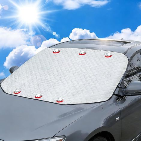 Couverture Pare-Brise Voiture, Pare-Soleil Voiture Pare-Brise Avant, Bâche Protège Extérieur Anti-UV Chaleur Pluie Poussière 6 Magnétique, Repliable Universel pour SUV Berlines 193x126 cm (1/5)