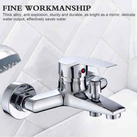 Miscelatore monocomando per vasca/doccia in rame – rubinetto acqua calda/fredda – montaggio a parete per vasca e doccia, colore argento (1/3)