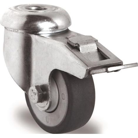 TECWERK Lenkrolle m.Festst.D.50mm Trgf.50kg m.Rückenloch 11mm Kugell.Gum.grau TECWERK