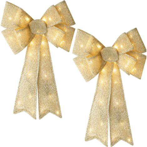 2 pçs natal led arcos dourados grandes arcos de guirlanda de natal ornamentos de árvore led para decoração de casa de natal, 54cm x 39cm (1/5)