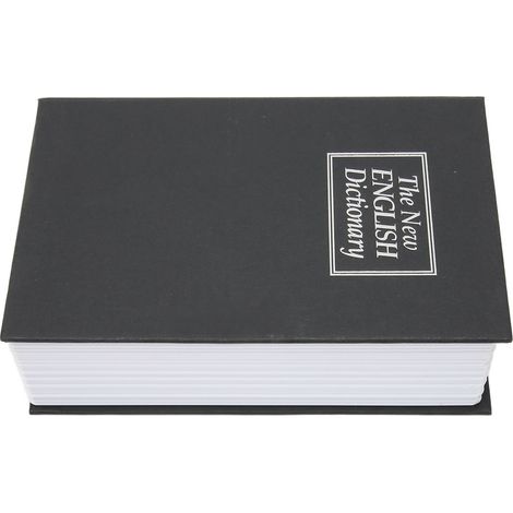 Coffre-fort livre avec clés, en acier inoxydable, dissimulant un secret en forme de livre, idéal pour la maison, le bureau, le magasin, l'école ou la résidence étudiante (noir).