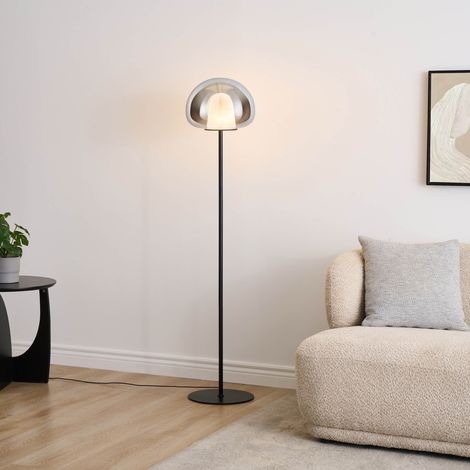 Lampadaire contemporain verre fumé LED intégrée 145 cm - Esteban (1/5)