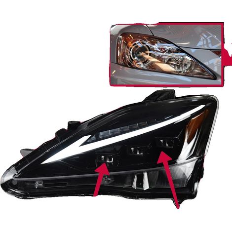Gruppo ottico anteriore, tecnologia LED, compatibile con fari a LED Lexus IS250 2006-2012, lente LED premium, guida a sinistra (LHD). (1/2)