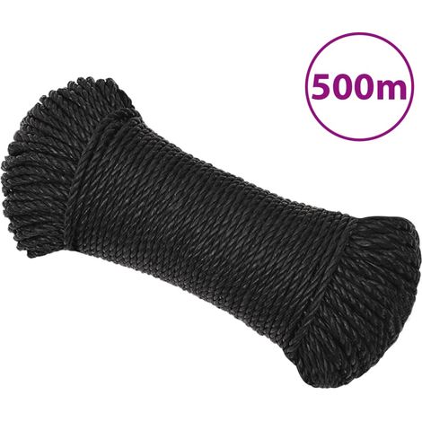 Corde de travail noire, 6 mm, 500 m, polypropylène