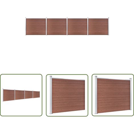 The Living Store Ensemble de panneau de clôture WPC 699x146 cm Marron - Clôture Jardin - Clôture Composite - Clôture Bois Plastique - Clôture Marron - Clôture Moderne (1/5)