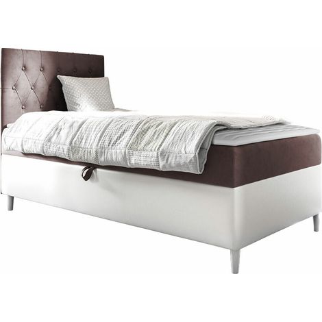 Lit boxspring Lucus VII, Soft 017 + Fresh 9, Unique, Continental, 80x200, Faux cuir, Tissu, Disponible, 82x208x115cm (1/5)