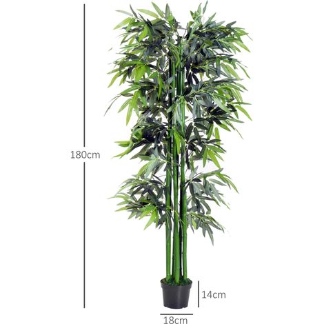 Bambou Artificiel XXL 1,80H m arbre artificiel Feuilles denses réalistes Pot Inclus Noir Vert (1/5)