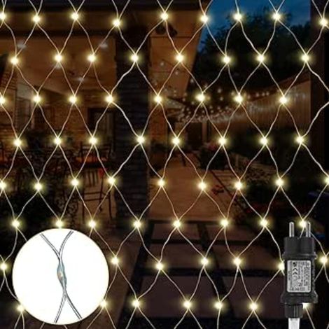 Filet lumineux de 100/160/240/320 LED - Blanc chaud - Utilisation intérieure et extérieure - Décoration de Noël, de mariage - Avec prise , 160 LED, Dauerlicht