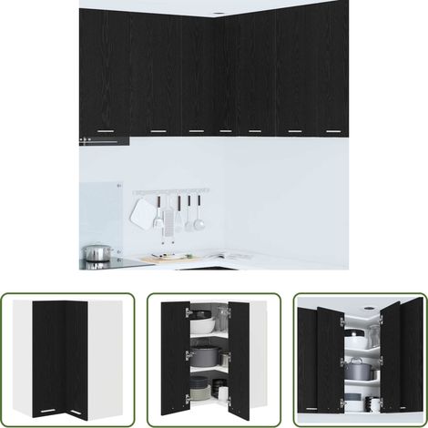 Holzschrank -  Hängeschrank Schwarze Eiche und Weiß 57 x 57 x 80 cm (1/5)