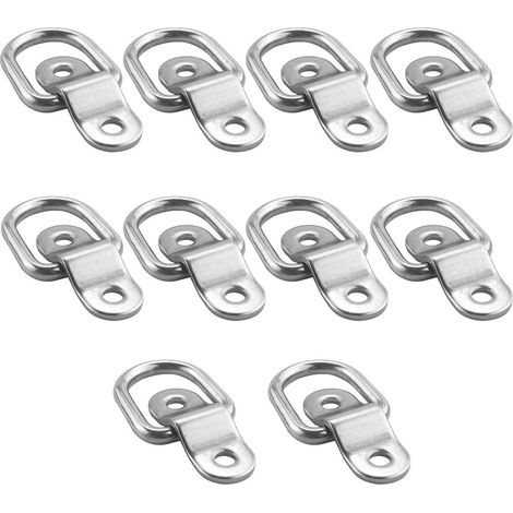 10PCS Heavy-Duty D-Ring Tie Downs - 180° Swivel Lashing Hooks for Truck, Trailer & Boat Cargo Control. Secure Your Load with Universal Use. (1/5)