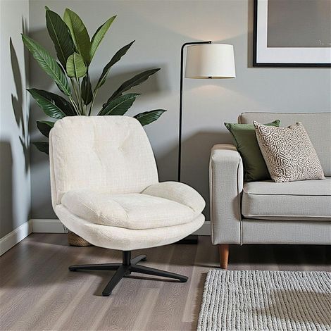 Fauteuil confort pivotant tissu doux écru IENA