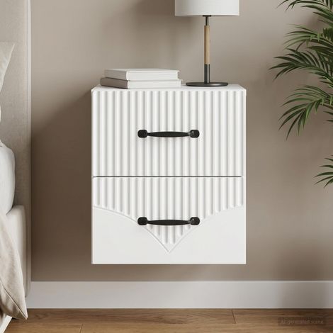 vidaXL Cabinet de chevet mural avec tiroir Blanc 34,5 x 33 x 40 cm (1/5)