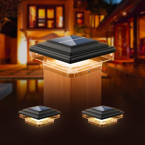 Lot de 2 Lampes Solaires Capuchon pour Poteau 7x7 8x8 9x9 10x10cm (1/5)
