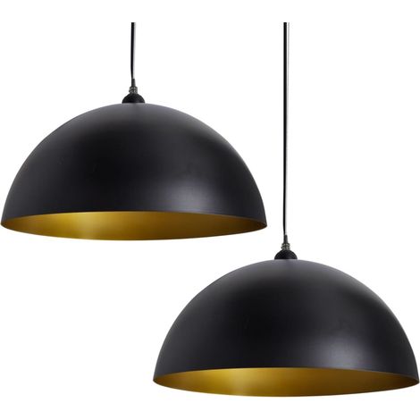 Plafonniers 2 pcs Hauteur réglable Semi-sphérique Noir