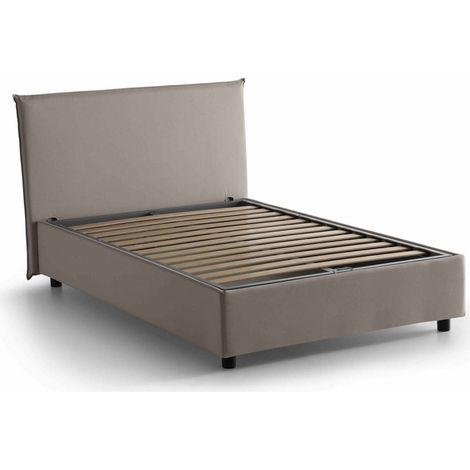 Talamo Italia - Letto piazza e mezza Anyta, Letto contenitore con rivestimento in tessuto, 100% Made in Italy, Apertura frontale, adatto per materasso Cm 120x190, Tortora
