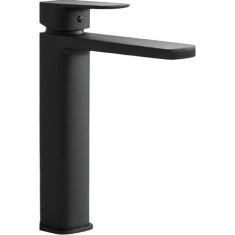 Miscelatore Lavabo Alto Design Minimal Nero Opaco con Piletta Click Clack in Ottone 1”1/4 – Cartuccia Ø35 mm (1/3)