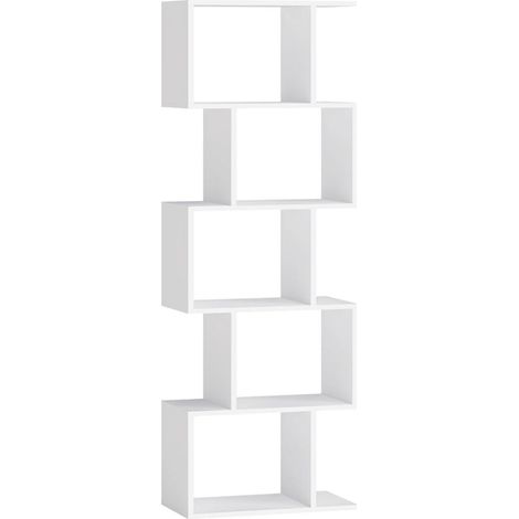 Bibliothèque contemporain étagère à 6 niveaux meuble de rangement 24 x 40 x 159 cm cloison séparateur pour salon chambre bureau blanc (1/3)