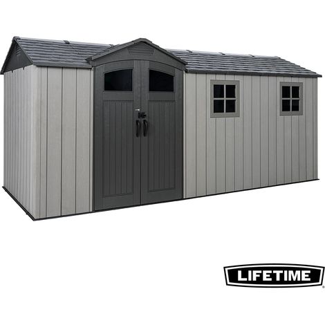 Lifetime – Abri de jardin résine 9.6 m2 – Dimensions 4.98 x 2.14 m – Charpente acier inoxydable – Montage panneaux – 60478 (1/5)