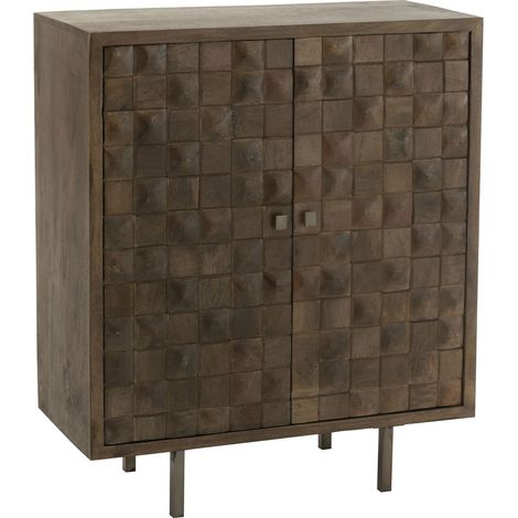 Buffet 2 portes 89x42x104 cm en manguier et métal gris - RULIK (1/5)