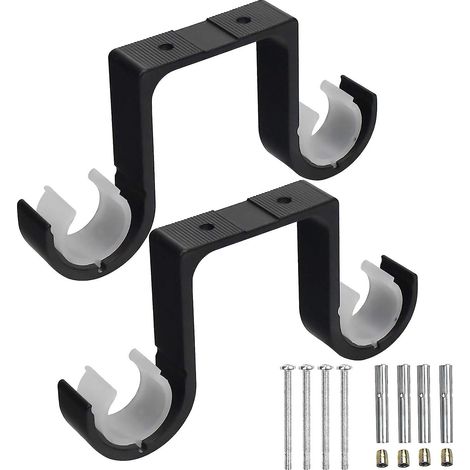 Support double pour tringle à rideaux murale - Fixation plafond en alliage d'aluminium antirouille pour tringle de 28 mm de diamètre (1/5)