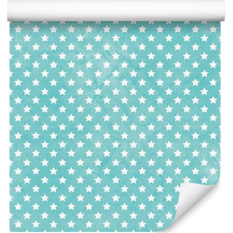 Papier peint étoiles aigue-marine et turquoise, fond aigue-marine pour salon et chambre 50x1000 (1/5)