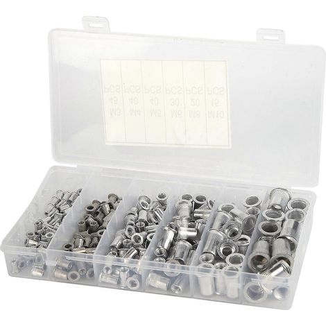 190 écrous à sertir en aluminium, faciles à fixer, indéformables, antirouille, à tête plate, pour voiture. (1/4)