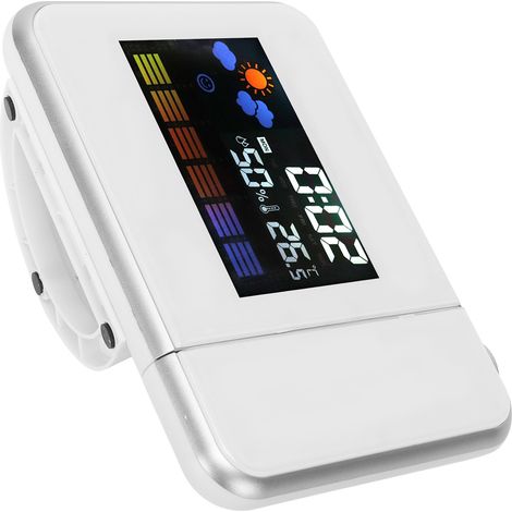 Horloge Murale LED avec Projection Intérieure, Thermomètre, Hygromètre, Prévisions Météo et Calendrier Perpétuel - Blanc (1/5)