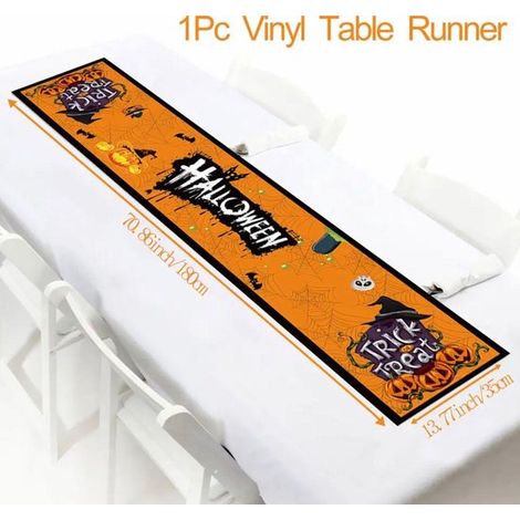 Nappe Halloween - Décoration Halloween - Nappe orange - Pour fête et décoration effrayante - Accessoire de table (1/4)