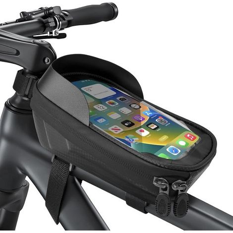 Wasserdichte 1,25-Liter-Fahrradrahmentasche für Smartphones bis zu 6,8 Zoll, mit TPU-Touchscreen, Fahrradzubehör für männliche Radfahrer (1/2)